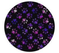 Purple-pink Paw Prints Jigsaw 1000 Piece Round Puzzle Cute Pet Elements Puzzles Perfect for Home Decor And Gifts 1000pcs (67.5x67.5cm)
