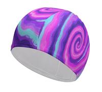 Purple - Pink Vortex Swim Caps High Elasticity Swim Cap for Women and Men Waterproof Swim Hats Keep Hair Dry Perfect for Pool, Beach, Lap Swimming