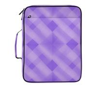 Purple Plaid File Organizer Waterproof 1.5-Inch 3-Ringing Zipper Binder Organizer with Zipper Closure for Document Storage