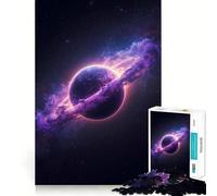 Purple Planet with Rings in Space Hard Jigsaw Puzzle for Adults 1000 Pieces Boost Memory Soothing Play Premium Cut Perfect Present (38x26cm)