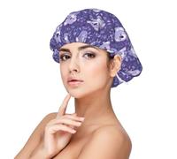 Purple Plant Koala Print Satin Silk Bonnet for Sleeping Women, Adjustable Double Layer Satin Hair Bonnet Night Sleep Cap for Curly Hair