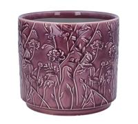 Purple Plant Pot, Large Purple Flower Pot Cover, Trailing Blooms Flower Pot, Floral Pattern Glazed Indoor Houseplant Succulent Planter