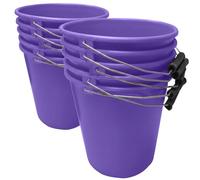 Purple Plastic Calf Feed Buckets Heavy Duty with Metal Handle - 1 Gallon 5L Bucket 20 Pack