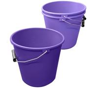 Purple Plastic Calf Feed Buckets Heavy Duty with Metal Handle - 1 Gallon 5L Bucket 3 Pack