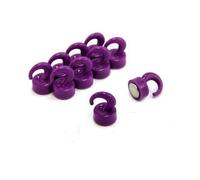 Purple Plastic Mini Magnetic Hooks for Fridge, Office, Whiteboard, Noticeboard, Filing Cabinet - 12mm Dia x 20mm Tall - 1kg Pull - Pack of 10