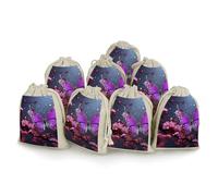 Purple Plum Butterfly 8 PCS Muslin Bags with Drawstring Sachet Bags Empty Small Cotton Drawstring Bag Muslin Reusable & Washable Cotton Bag for Herb Spice Candy Soap Jewelry Wedding Gift Pouches
