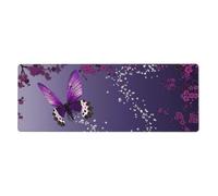 Purple Plum Butterfly Desk Protector Mat, Extra Large and Durable Desk Pad with Non-Slip Backing for Home Office Use