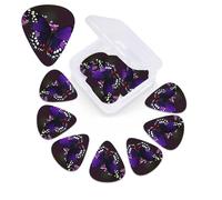 Purple plum butterfly Print Guitar Picks 12 Pack Guitar Plectrums with Storage Box Bass Picks For Acoustic Guitar Bass Electric Ukulele Includes 0.46mm, 0.71mm, 0.96mm