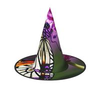 Purple Plum Butterfly Print Halloween Witch Hat Unisex For Parties Christmas Parties Carnivals And Cosplay