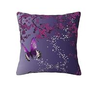 Purple Plum Butterfly Print Luxurious Double-Sided Printed Cushion Cover - 100% Polyester - Four Seasons Universal Throw Pillow Cover For Ideal Home Decoration