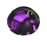 Purple plum butterfly Print Shower Cap, Shower Cap for Women Reusable, Waterproof Bath Cap,Quick Drying Bath Hair Cap