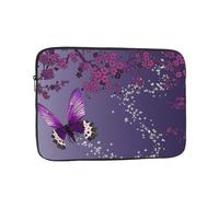 Purple Plum Butterfly Printed Laptop Sleeve For 15 Inch Laptop, Shockproof Oxford Fabric Laptop Protective Case Laptop Bag