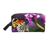Purple Plum Butterfly Printed Travel Storage Pouch, Double Sided Large Bag for Clothes and Personal Accessories
