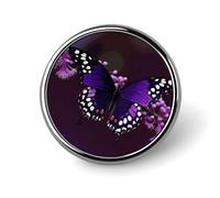 Purple Plum Butterfly Round Badge Cute Brooch Hats Jackets Decor Personalized Lapel Pin Clothing Jewelry Accessories for Wedding Party Gift
