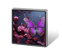 Purple Plum Butterfly Suit Lapel Pin Fashion Lapel Pins for Men Women for Backpacks Funny Hat Brooch Pin Personalized Bag Lapel Badge Metal Novelty Buttons & Pins (Square)