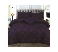 (Purple Plum, Double) Pintuck Pleated Alford Egyptian Cotton Mix DUVET COVER SET BEDDING SETS Single DOUBLE KING SUPER KING