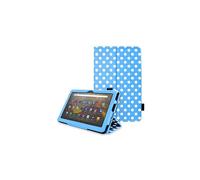 TECHGEAR Smart Case For Amazon Fire HD 10 (13th Generation / 2023 & 11th Generation / 2021) Slim PU Leather Folio Smart Stand Case Cover with Hand Strap & Auto Wake/Sleep [Blue Polka Dot]