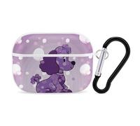 Purple Poodle Polka Dot Case Cover with Keychain Shockproof Hard Shell Protective Case for 2nd/1st Generation Case for Women Men Bluetooth Earbuds Case
