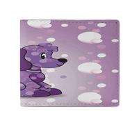 Purple Poodle Polka Dot Coin Purse for Men And Women,Money Wallet with ID Windows,Bifold Wallet with 2 Cash Slot