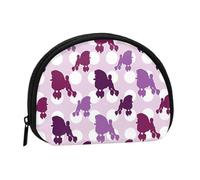 (Purple Poodle Polka Dot) Mini Coin Purse Zipper Pouch Small Coin Wallet for Keys Lipstick Cosmetics