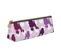 purple Poodle Polka Dot Pencil Case Cosmetic Pouch Zipper Organizer | Triangle Shape, Spacious Interior, Smooth Closure, Polyester Lining, Compact Storage For School Office Travel