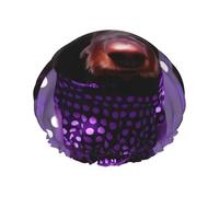 purple Poodle Polka Dot Print Shower Cap, Shower Cap for Women Reusable, Waterproof Bath Cap,Quick Drying Bath Hair Cap