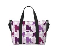 Purple Poodle Polka Dot Print Travel Duffle Bag Lightweight Weekend Bag Travel Bag Holdall with Adjustable Strap for Weekend Trips Gym Travel Daily Use