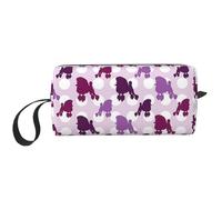 Purple Poodle Polka Dot Print Travel Storage Case Portable Cosmetic Pouch Zippered Organizer Bag for Orderly Arrangement