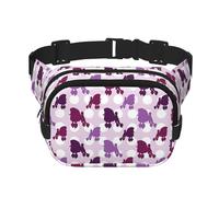 Purple Poodle Polka Dot Print Waist Pack Fanny Pack Belt Bag for Men Women,Waterproof Adjustable Strap 3 Pockets for Outdoor Travel