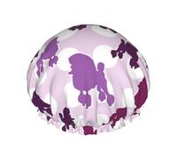 purple Poodle Polka Dot Print women Shower Caps Bath Cap Reusable Waterproof Double Layers Hair Cap Comfort