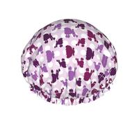 purple Poodle Polka Dot Printed Bathing Cap, Dual Layer Hair Protector, Elastic Hair Cover For Washing Face, 10.6in/27cm