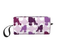 Purple Poodle Polka Dot Printed Travel Makeup Bag Portable Cosmetic Bag Makeup Case Toiletry Handbag Organiser for Women