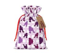 Purple Poodle Polka Dot Printing 4.7x6.9 Inch Christmas Bag Drawstring Closure,For Christmas Anniversaries Birthdays