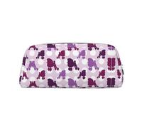 Purple Poodle Polka Dot Printing Leather Pencil Pouch Pen Case Elegant and Practical Bag for Students Perfect for Office School