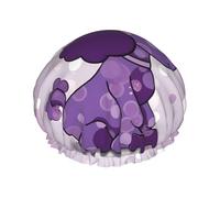 purple Poodle Polka Dot Shower Cap for Women Men Large Reusable Shower Bonnet Double-Layer Waterproof Bath Caps Elastic Band Hair Hat for All Hairstyles, Travel-Friendly