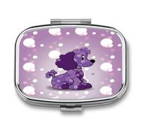 Purple Poodle Polka Dot Weekly AM/PM Pill Organizer.Waterproof Portable Compact Travel Pill Organizers.Small Pill Box for Medicine Holder for Vitamins Medication.