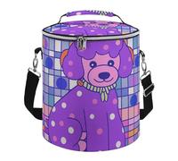 Purple Poodle Polka Dots Lunch Bag, 15L Portable Leakproof Picnic Basket with Shoulder Strap, Insulated Picnic Cooler Bag for Camping, Beach, Hiking & Groceries