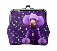 Purple Poodle Polka Dots Print Charm and Versatile Coin Purse Exquisite Waterproof Kiss Lock Wallet for Keys Cards