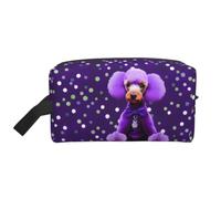 Purple Poodle Polka Dots Print Men and Women Large Capacity Travel Toiletry Bag Pouch Lightweight Daily Storage