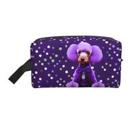purple Poodle Polka Dots Print Portable Makeup Pouch Travel Toiletry Bag Storage Bags with Handles Large Capacity, White, One Size