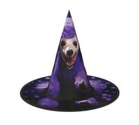 Purple Poodle Print Halloween Witch Hat for Men Women Halloween Hat Cosplay Party Decoration