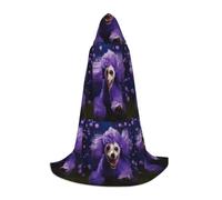 Purple Poodle Print Hooded Cloak Halloween Witch Costume for Men Women Cosplay Costumes
