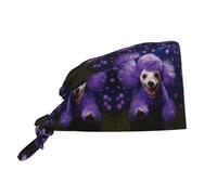 Purple Poodle Print Working Cap for Women Men Adjustable Work Hats Soft Breathable Black One Size