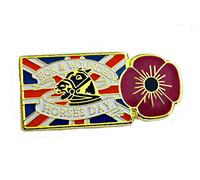 Purple poppy pin badge Union Jack Remembrance Day Lest we forget animals of war