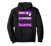 Purple Poppy War Animals - Paws To Remember Pullover Hoodie, Adult Unisex, Black, Large