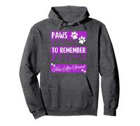 Purple Poppy War Animals - Paws To Remember Pullover Hoodie, Adult Unisex, Dark Heather Grey, Large