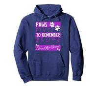 Purple Poppy War Animals - Paws To Remember Pullover Hoodie, Adult Unisex, Navy Blue, Medium