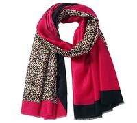 Purple Possum® Animal Print Scarf Ladies Brown Black Wrap Leopard Print Gold Sparkly Shawl Womens Cotton Blend Scarf (Cerise Pink)