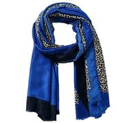 Purple Possum® Animal Print Scarf Ladies Brown Black Wrap Leopard Print Gold Sparkly Shawl Womens Cotton Blend Scarf (Blue)