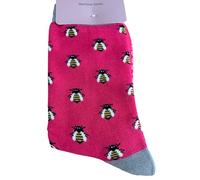 Purple Possum® Bee Socks Bumble Bees Hot Pink Grey Bamboo Cotton Blend Ladies Socks Size 4-7